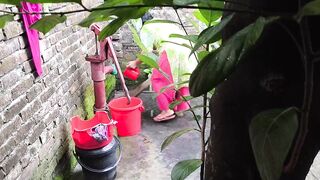 I see my aunty going to take a bath after I hugged and Fucking ass